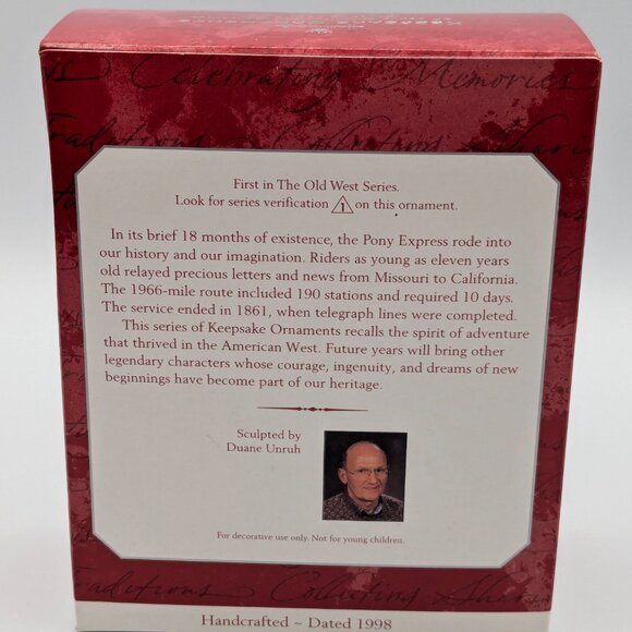 Hallmark Keepsake Pony Express Rider 1998, NEW, 1st in the Old West Series - Picture 9 of 10